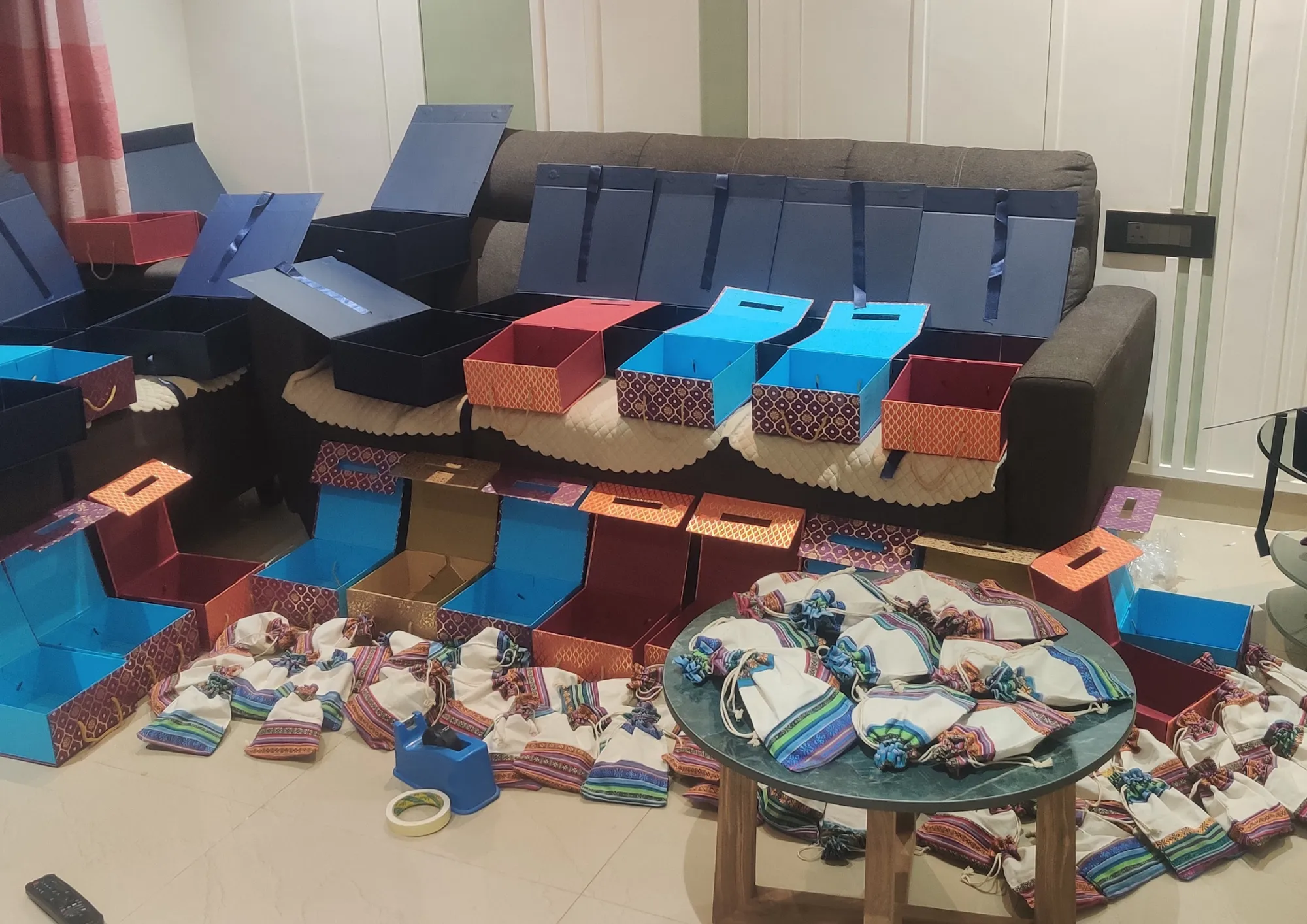 My house is in mess during Diwali - packaging boxes and material is all over