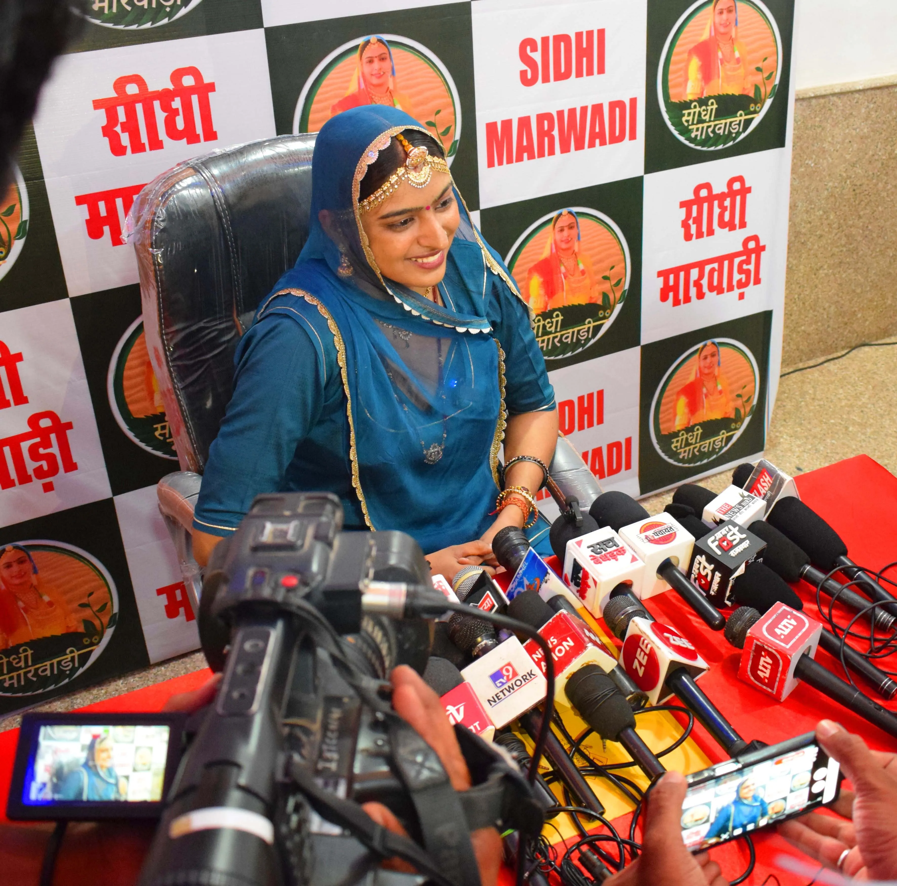 Kaushalya interacting with media during a press conference