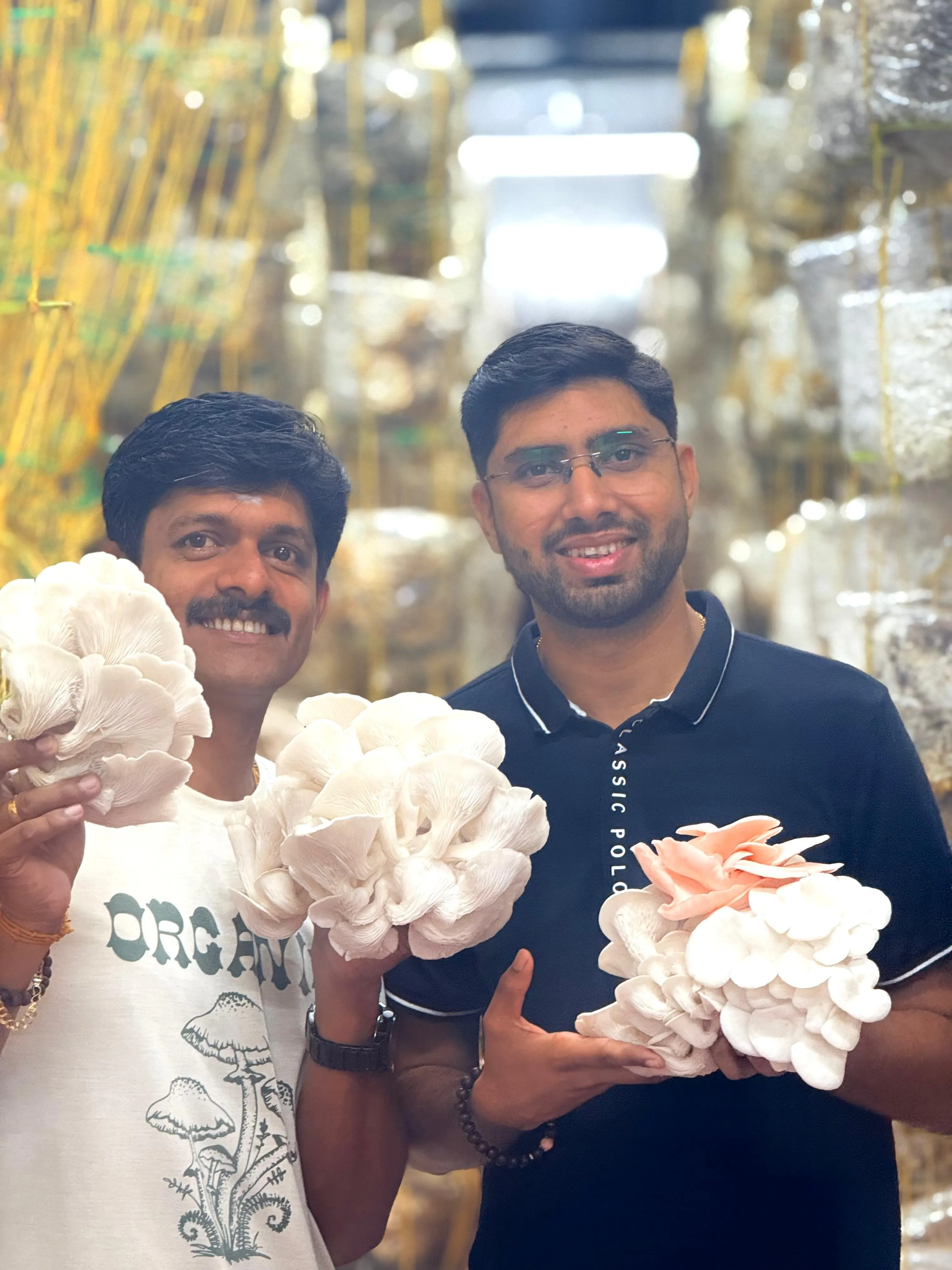 Rahul and his partner Shrikant with Mushrooms