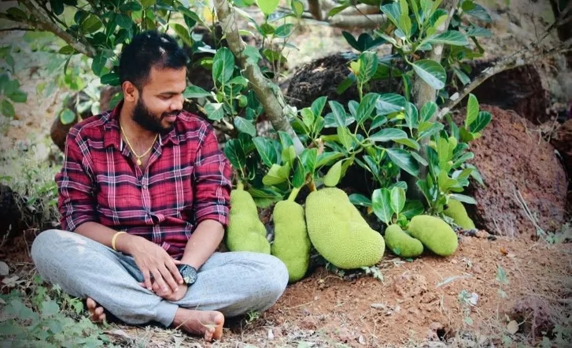 Founder and CEO Mithilesh Desai with Jackfruits of his farm