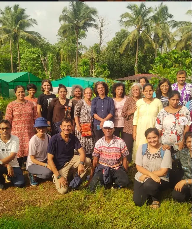 Tourists enjoying agrotourism activities at Rasraj Goa Farms
