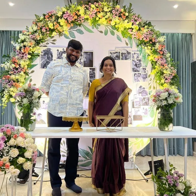 Bollapally Srikanth with his wife Veera Swathi Bolla