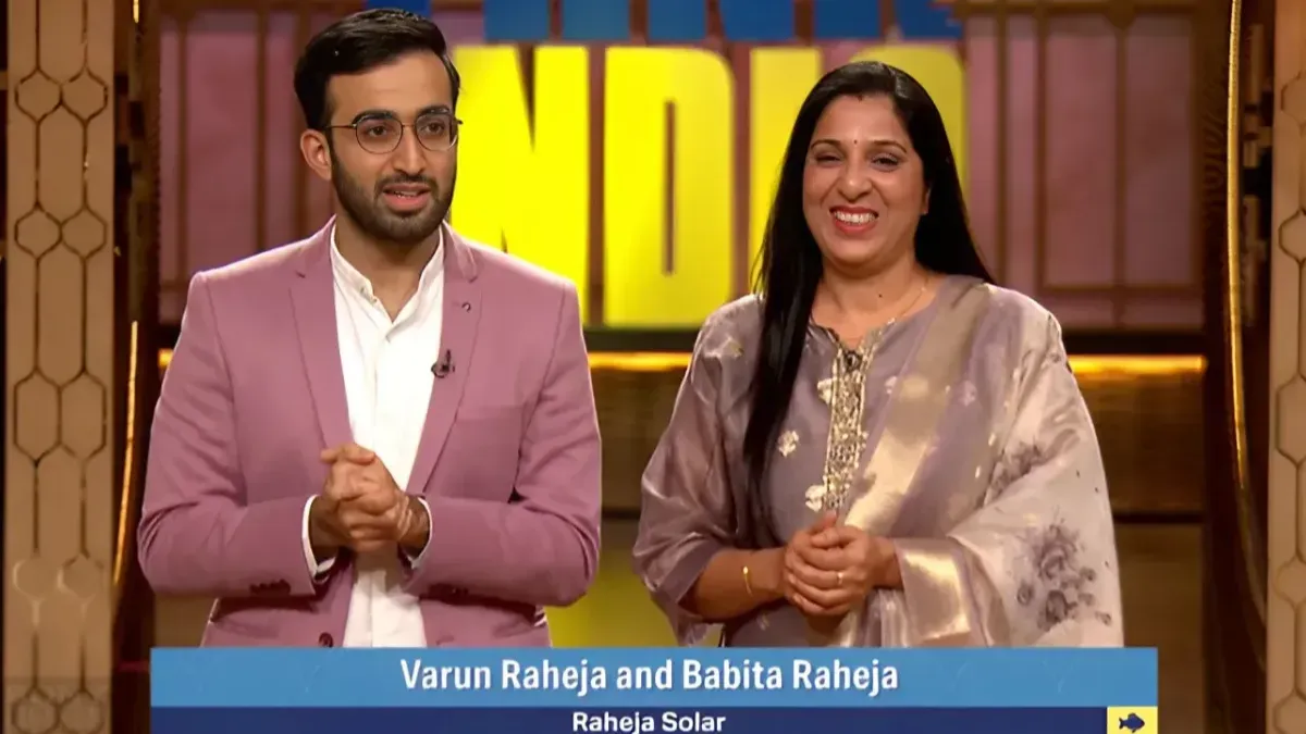 Varun Raheja and his mother Babita Raheja on Shark Tank India