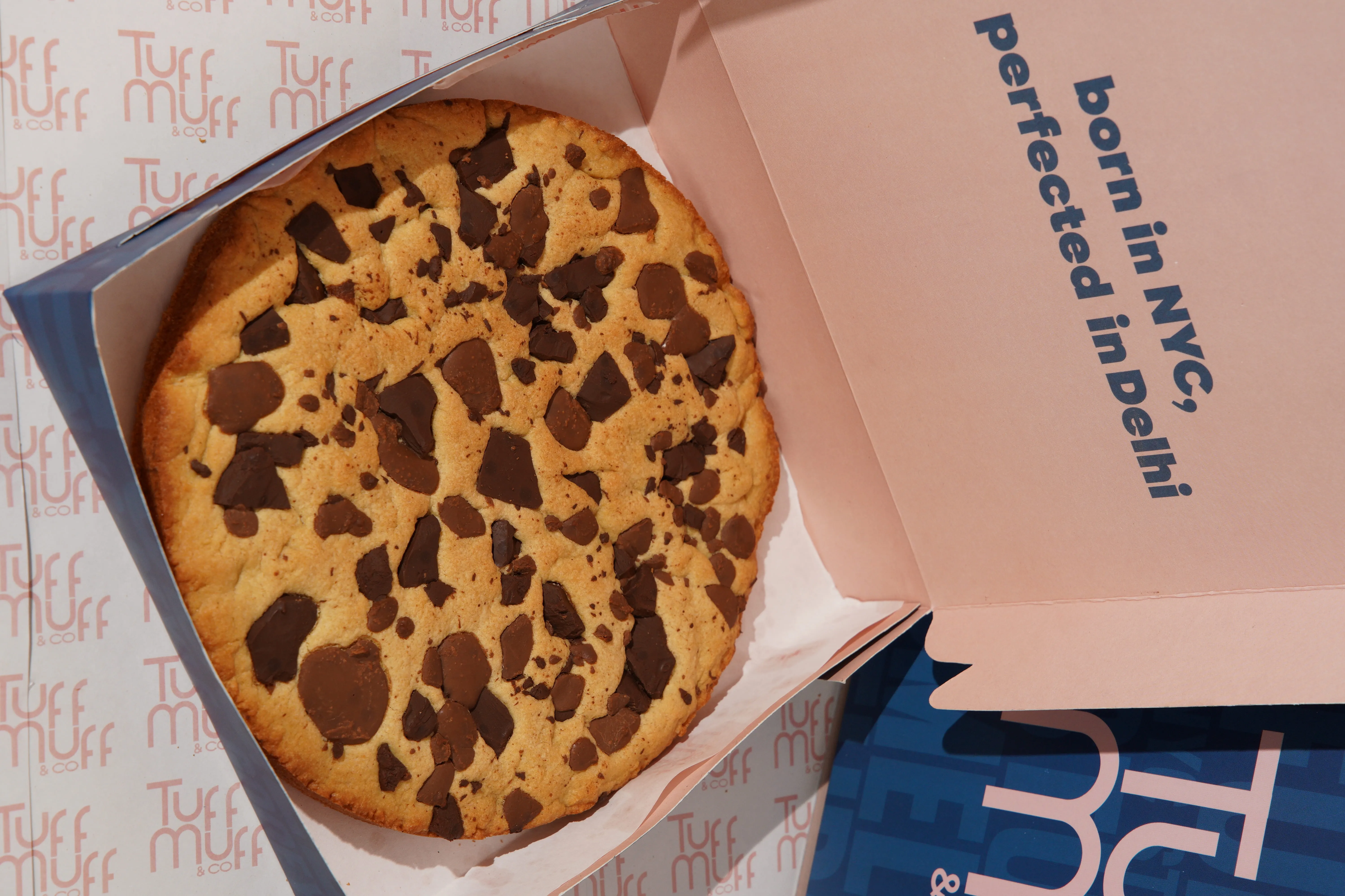 New York-style chocolate chunk cookie pizza from Tuff Muff & Co