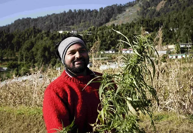 Pavitra Joshi with hemp plants