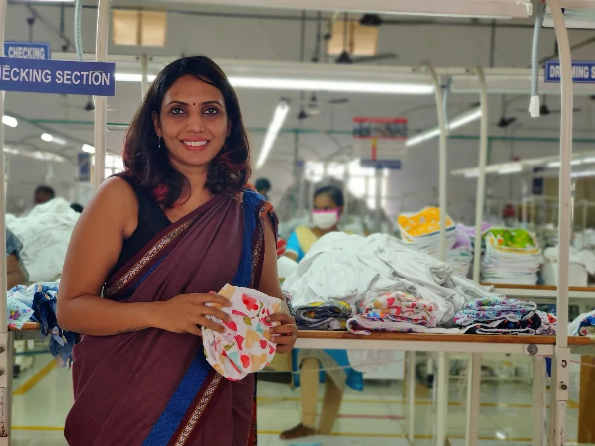 Founder Pallavi Utagi in her production unit of cloth diapers