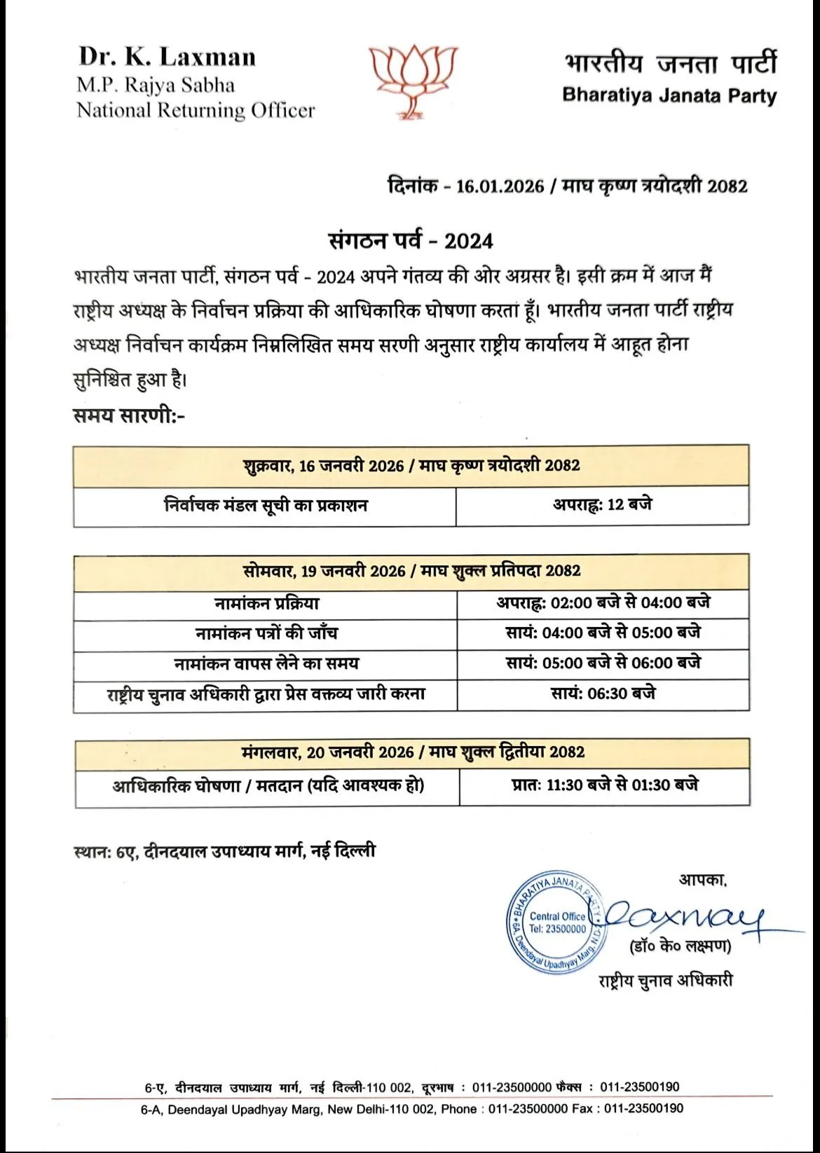 BJP PRESIDENT ELECTION