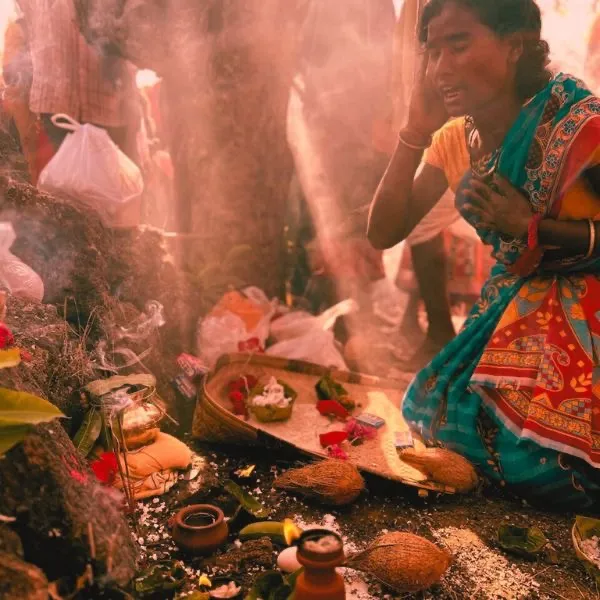 Tribals worshipping God
