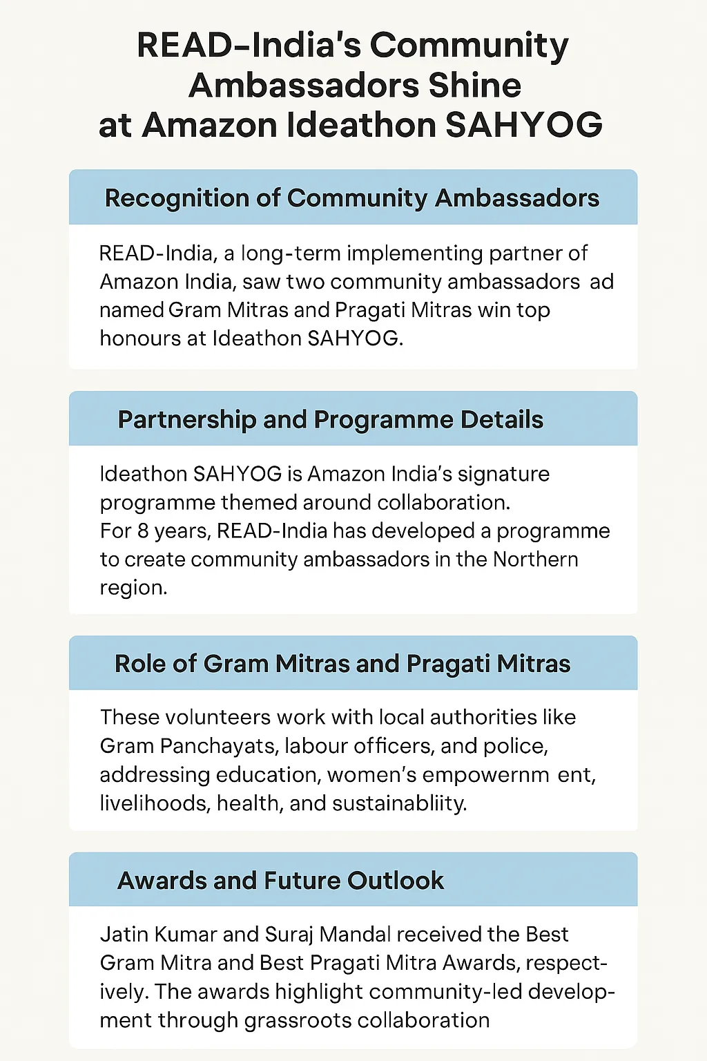 From Villages to Victory: READ-India Wins at Amazon Ideathon