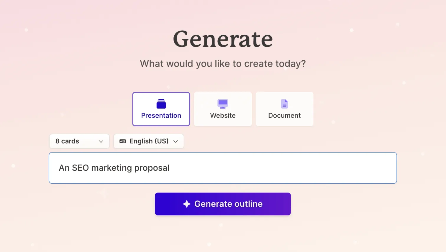 Enter a prompt and click Generate Outline