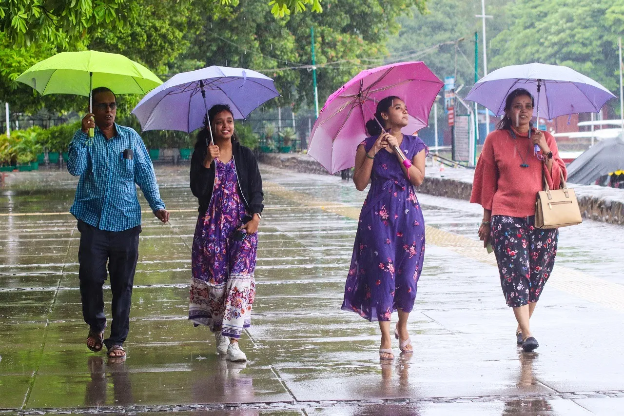People enjoy the pleasant weather