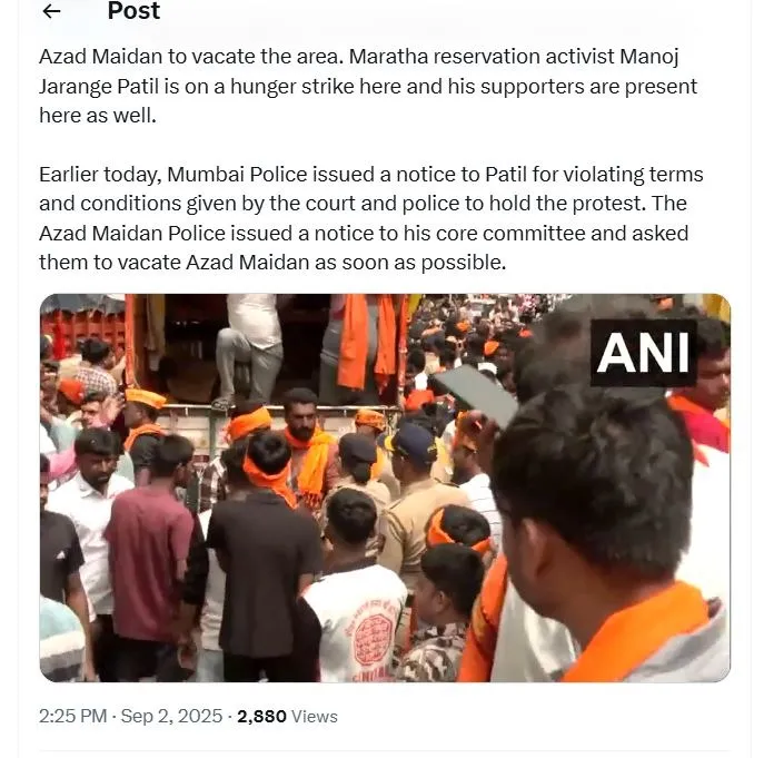 Live : मुंबई पुलिस आजाद मैदान खाली कराने पहुंची, जरांगे समर्थकों से बहस | यंग भारत न्यूज