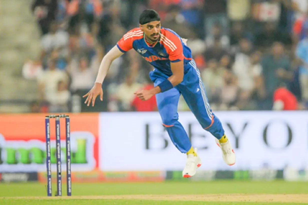 Indias Arshdeep Singh bowls a delivery during the Asia Cup
