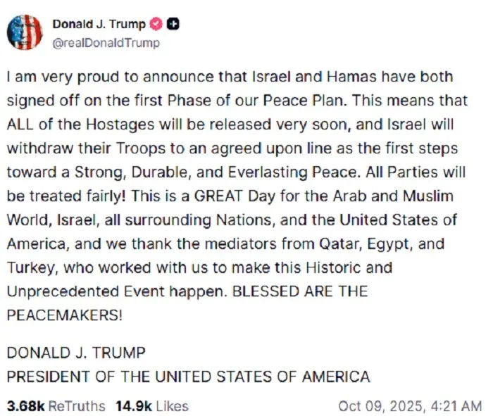 Trump Social post