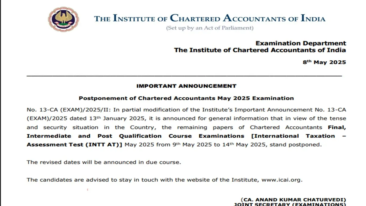icai ca exams postponed