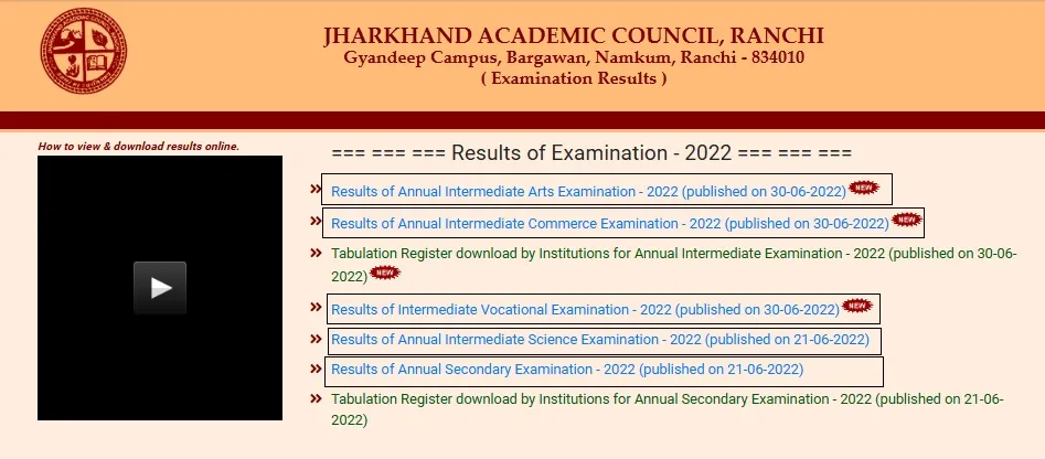 JAC Jharkhand Board Matric Inter Exam Result 2022