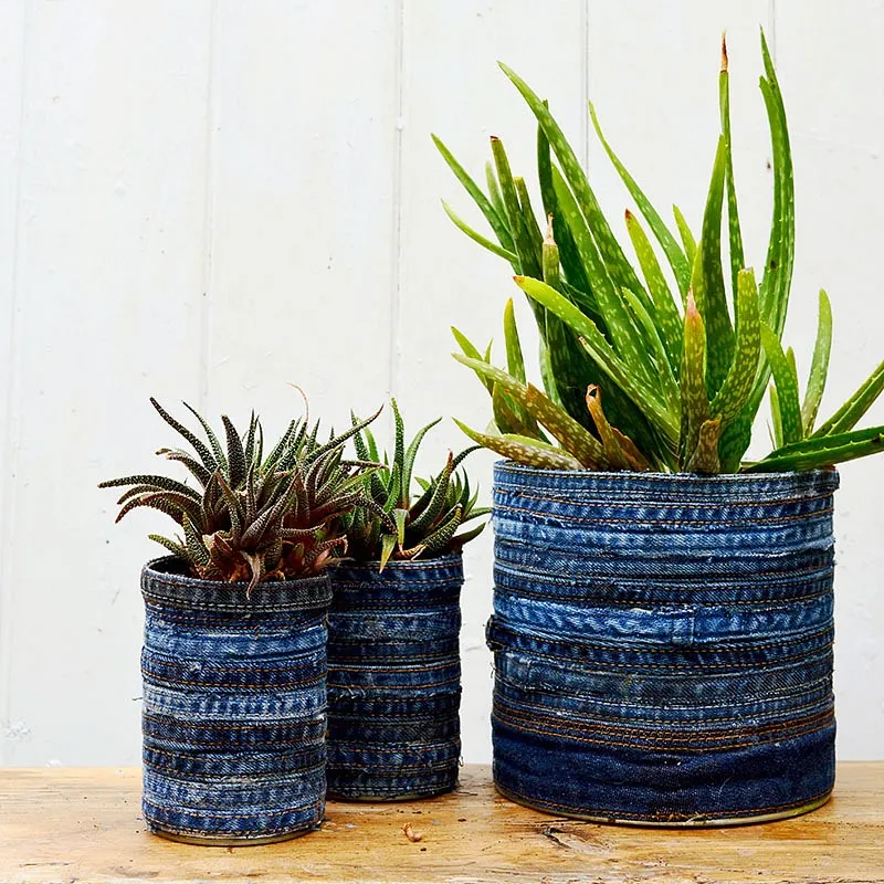 Planters from old denim