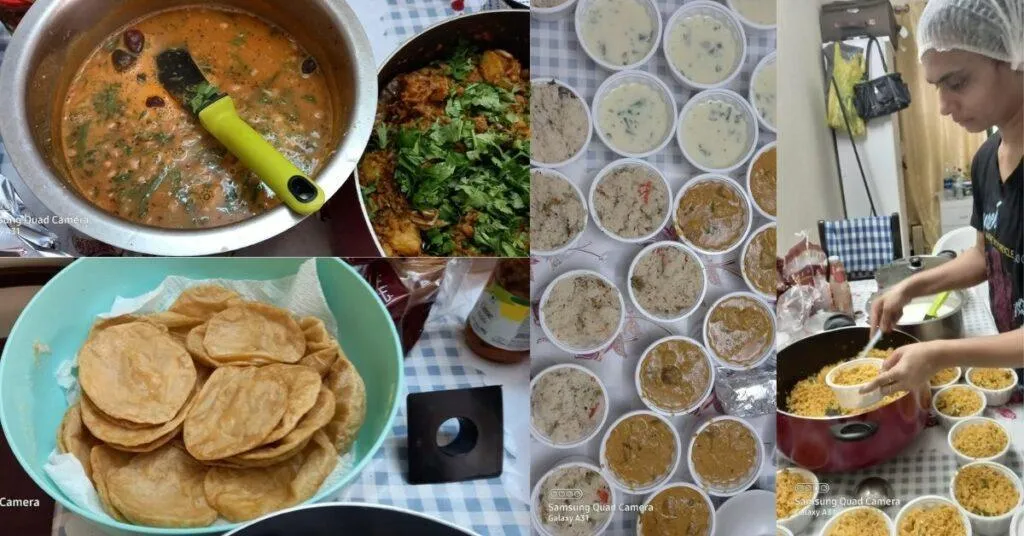 Sonalben preparing Tiffin 