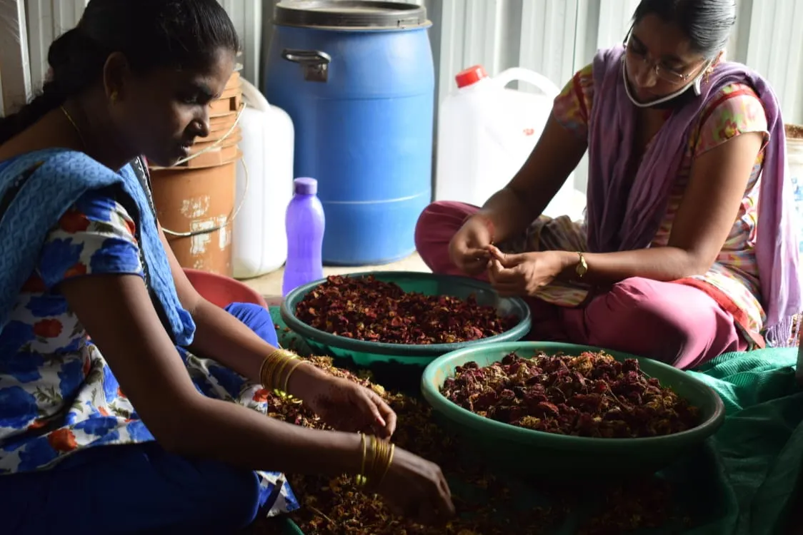 Hyderabad Women Processing Flowers