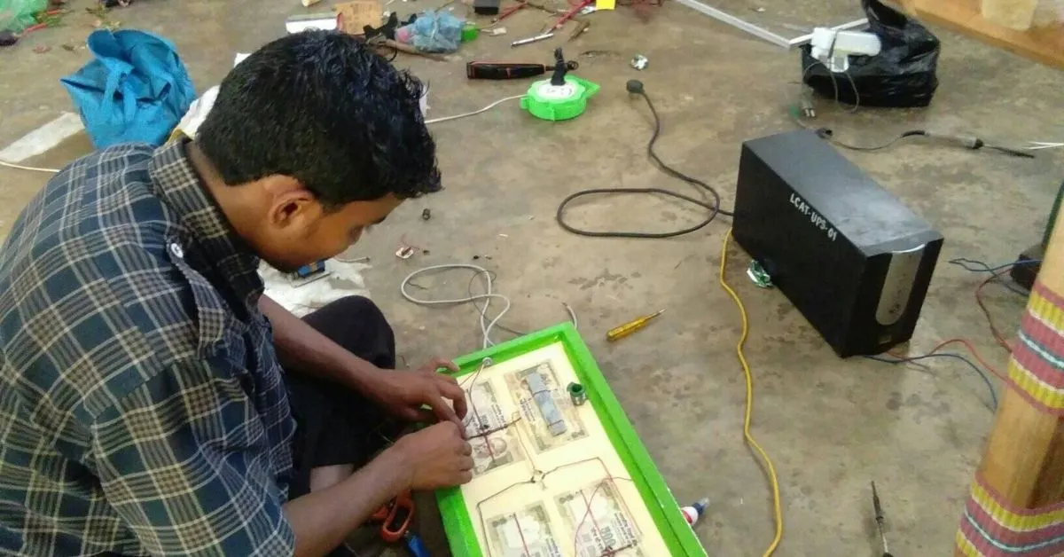 Lachhaman Dundi working on his innovations
