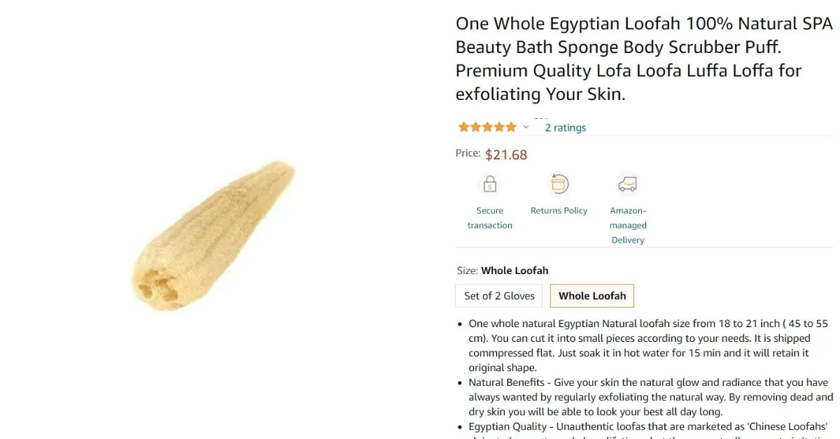 Natural Loofah on Amazon