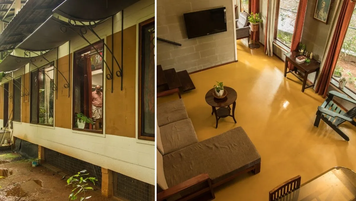 Metal Chhajja on Windows and Oxide Tile flooring
