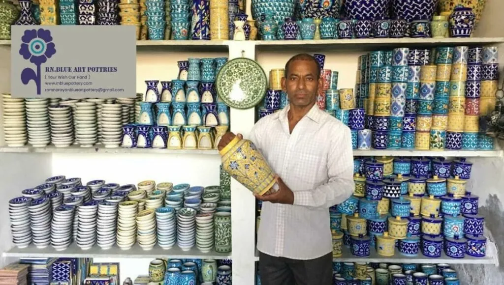 Traditional Indian Craft Blue Pottery Art by ramanarayan prajapat