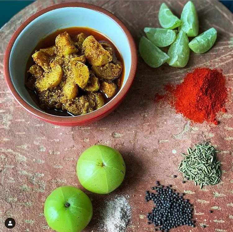 Amla Pickle on Silbatta 