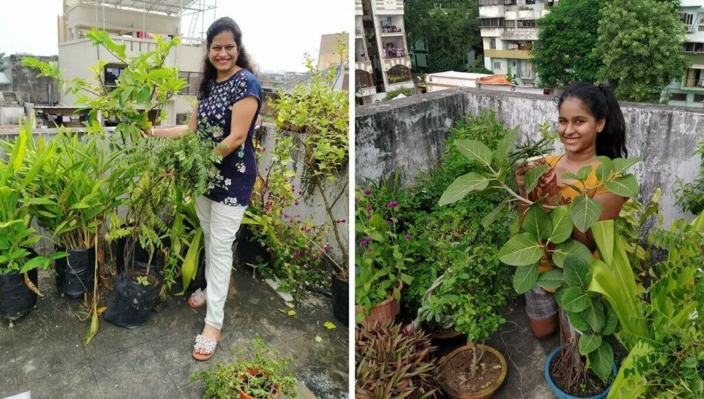 komal sirohiya doing terrace gardening