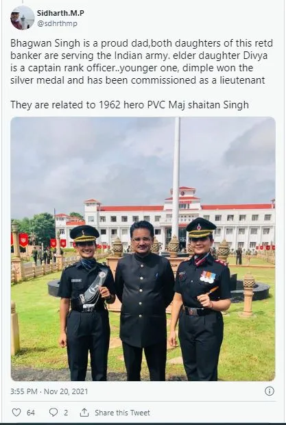 Captain Divya Singh, Lieutenant Dimple Singh & Thier Father Bhagwan Singh