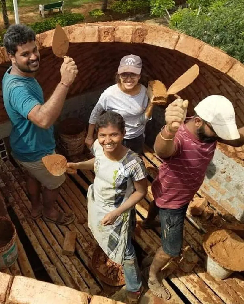 Srinath Gautam working with his colleagues at the construction site
