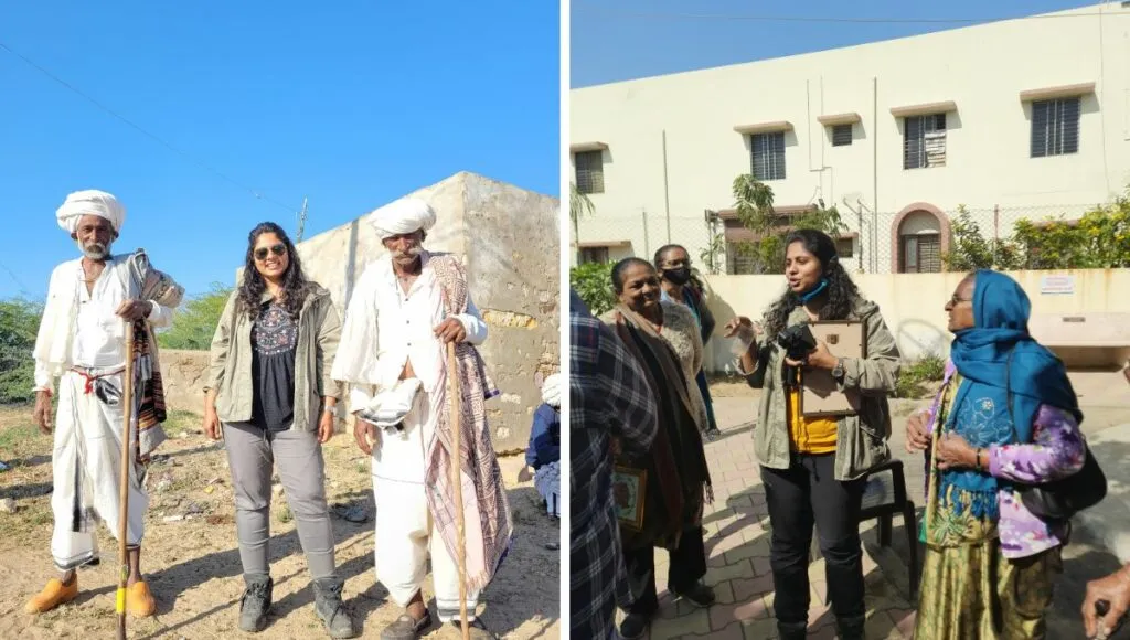 Niharika With Some Villagers At Border
