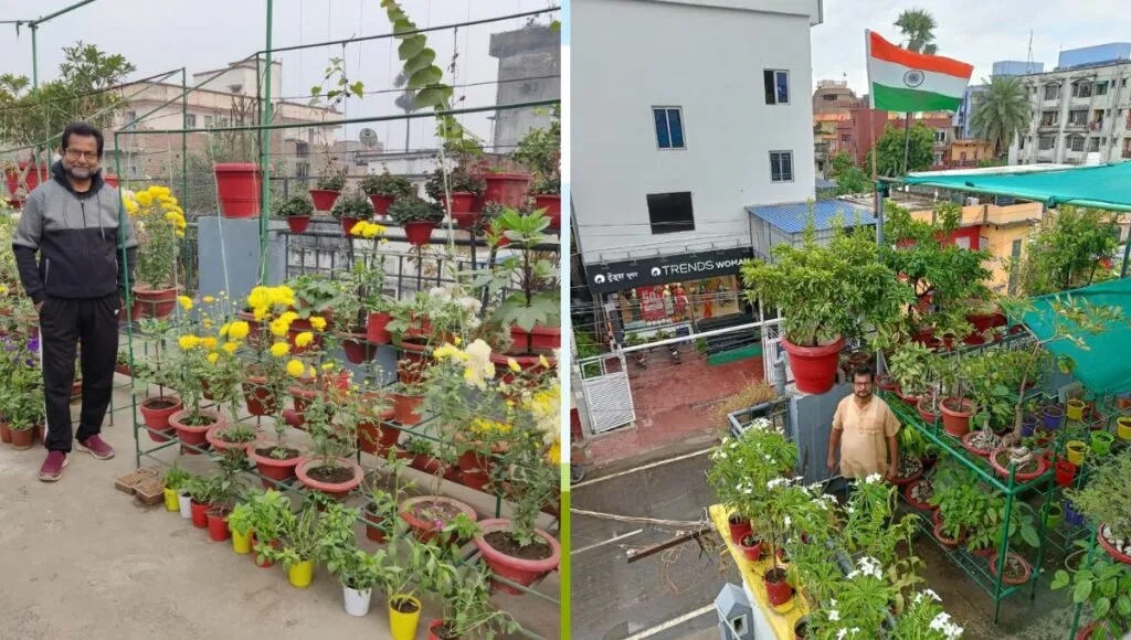 manoranjan sahay at her terrace garden 