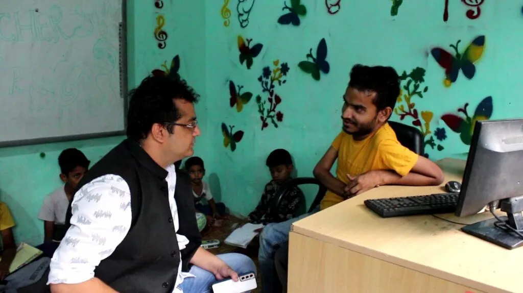 Shreeram Ojha in his computer cafe