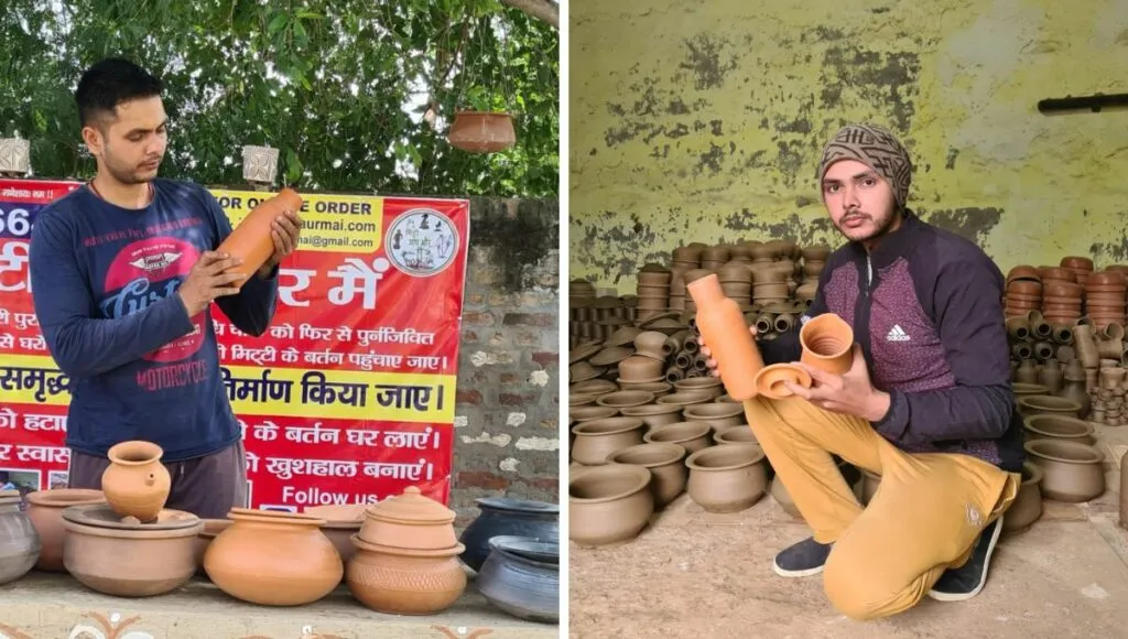 Neeraj Sharna with his earthen utensils 
