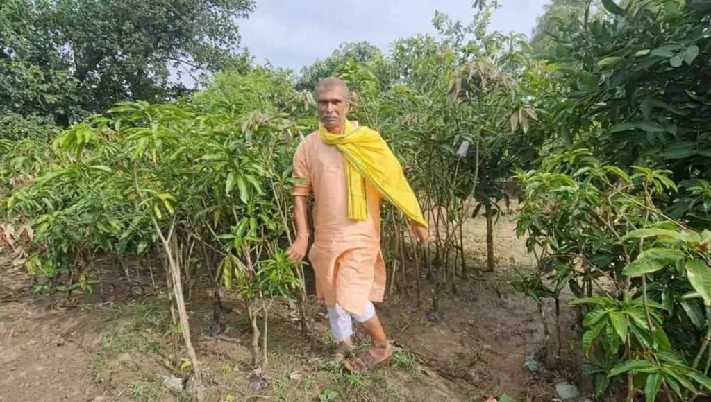 Kapil dev Jha in his farm