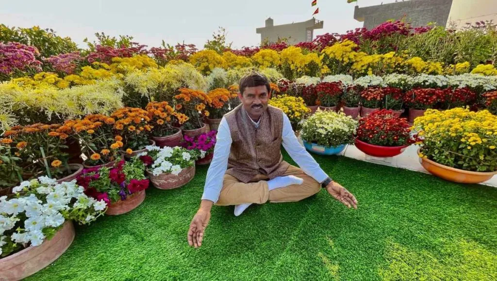 Ramvilas at his terrace garden 