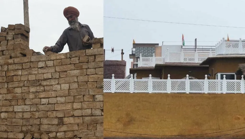 House made from the cow dung bricks. 