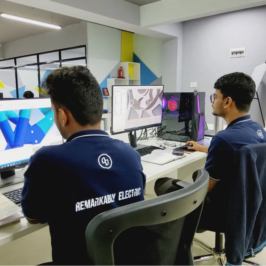 Team members of Simple Energy at work of making an E scooter