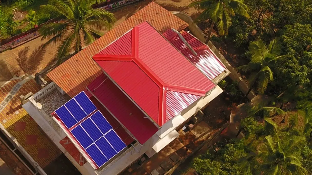 Solar panels installed at the rooftop of  Madhusudhan Joshi’s home. 