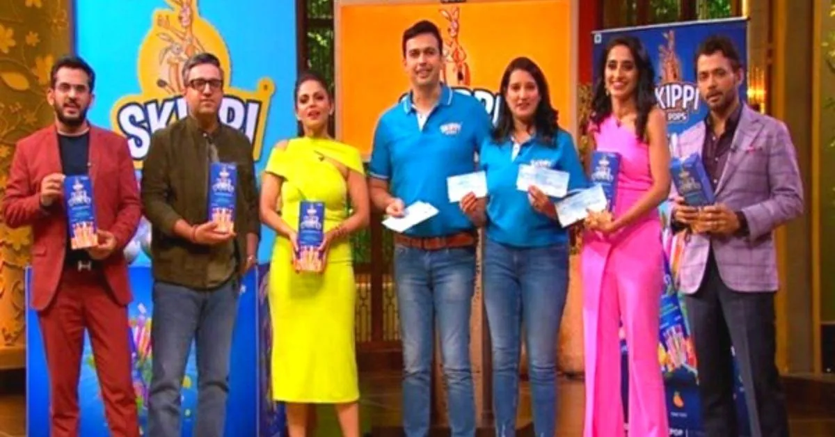 Anuja and Ravi with Shark Tank panelists