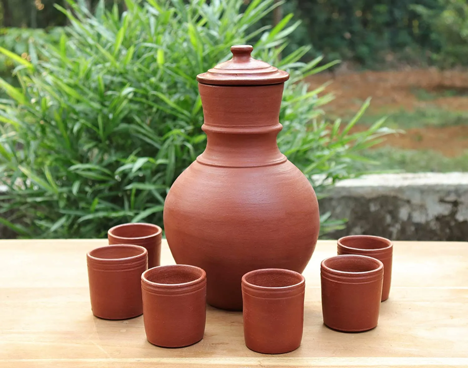 Clay, Terracotta Jug & Glass: