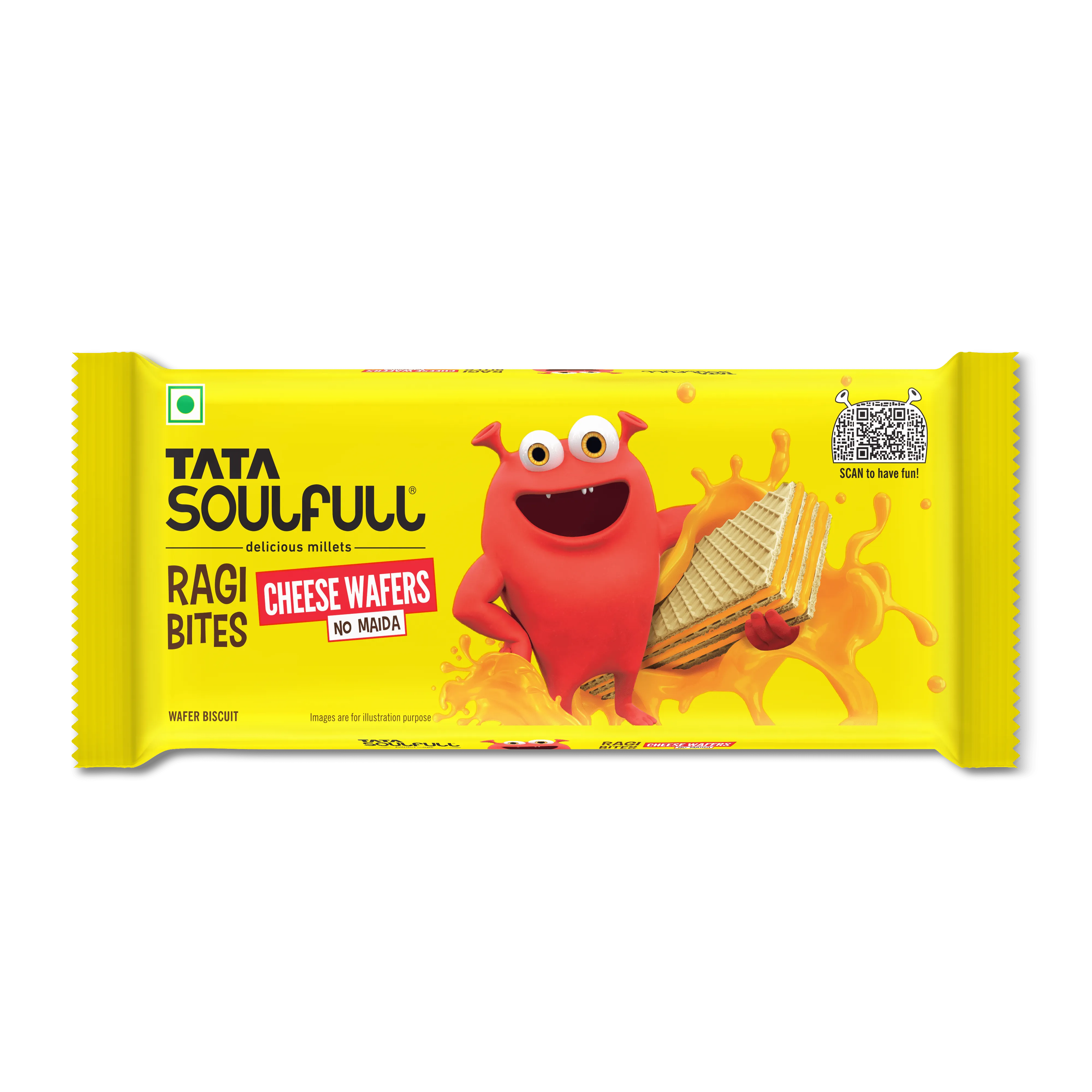 Tata Soulfull Ragi Bites Cheese Wafers No Maida 50g  FOP  1-min