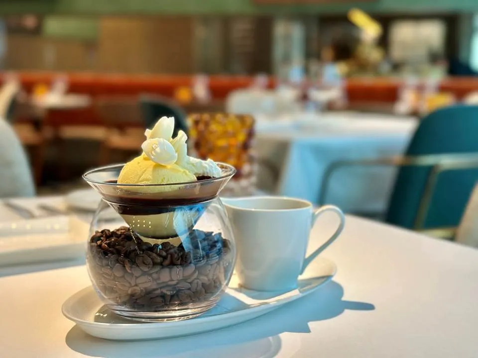 Gelato Drowned in Warm Italian Liquor made with Gianduja Chocolate