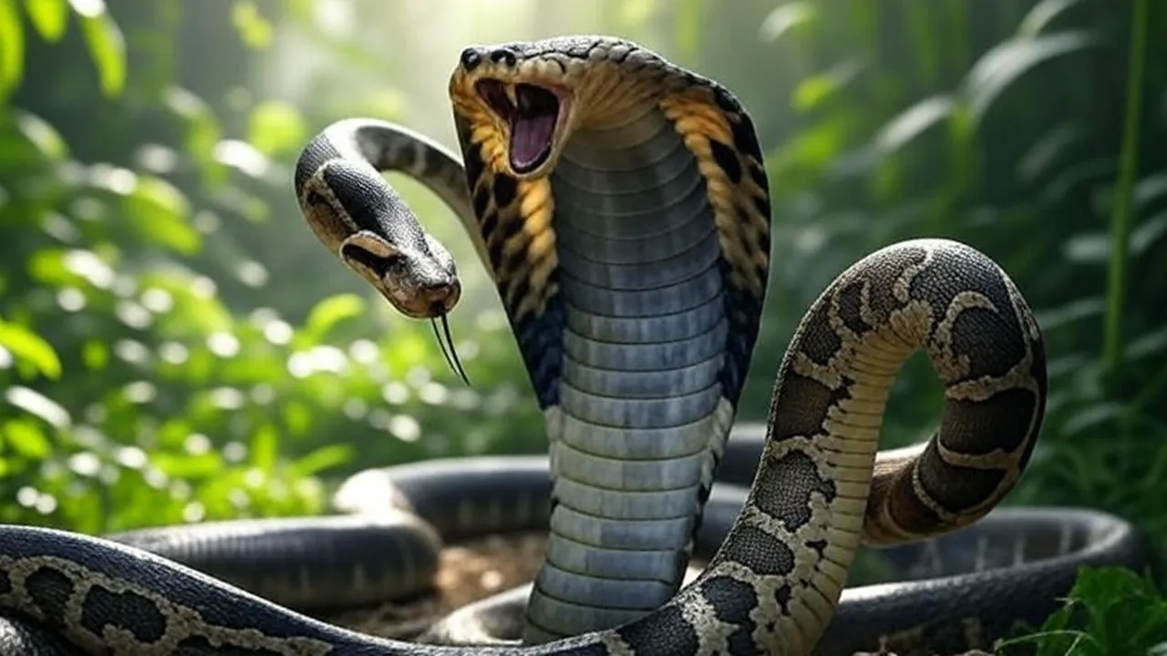 King Cobra vs Python: দুই ভয়ঙ্কর সাপ কিং কোবরা এবং পাইথন।