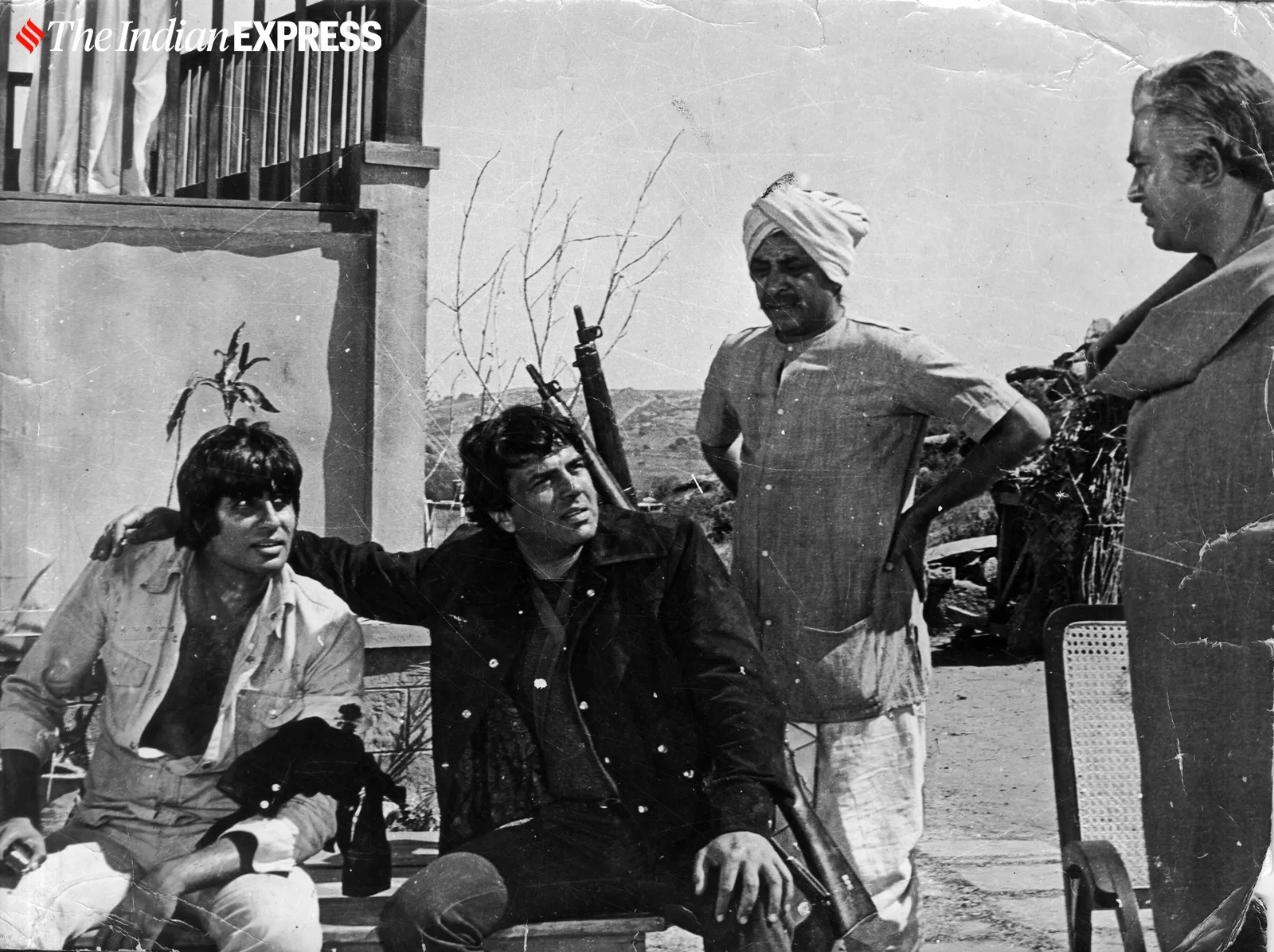 Dharmendra dead: Amitabh Bachchan, Dharmendra, Satyen Kappu and Sanjeev Kumar in a still from Sholay
