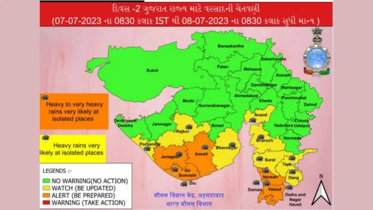 Gujarat Rain Forecast 7th July 2023