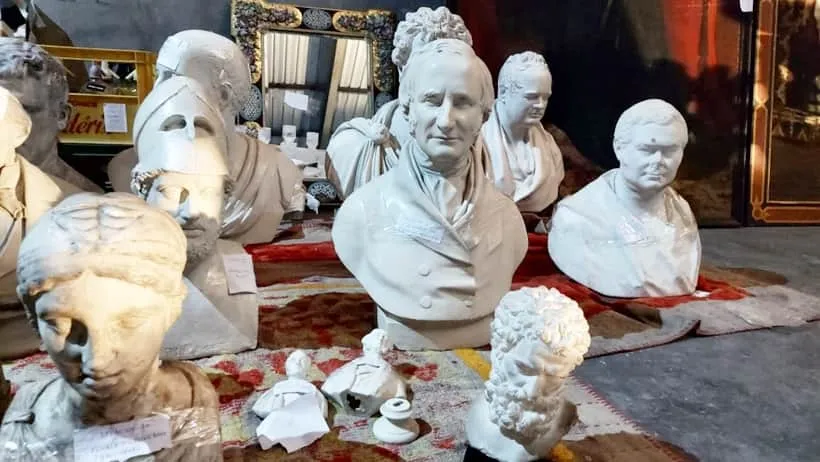 A sample of the historical artefacts and antique furniture of European style seized at Mundra port in Gujarat. (Express photo) 