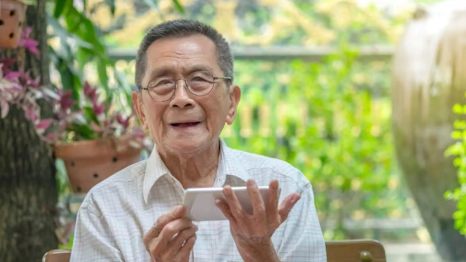 Senior Citizen Using Smartphone