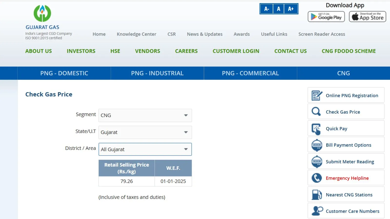 Gujarat Gas CNG Price